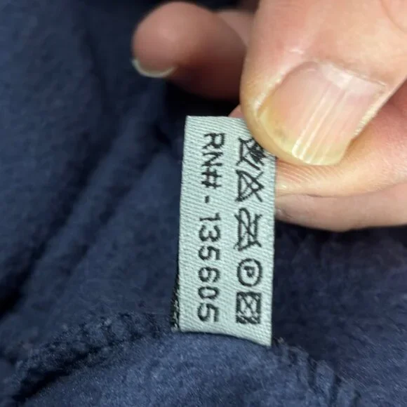 Blessed Navy Blue Hoodie With White Heart Elbow Patches & Kangaroo Pocket Polyes - Picture 6 of 8